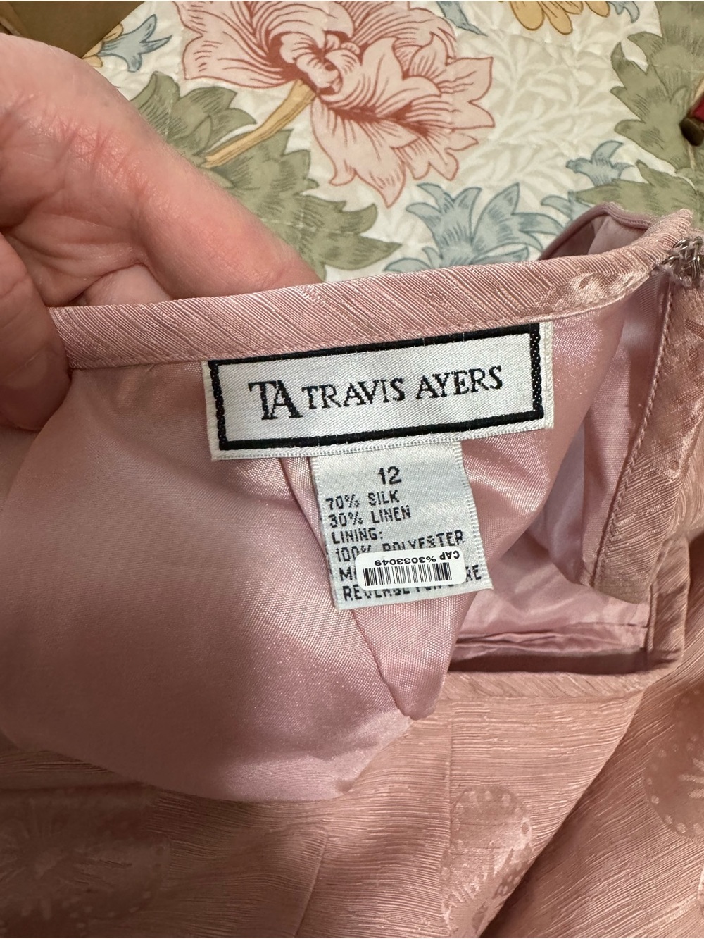 Vintage Travis Ayers Pale Pink Silk-Linen pencil skirt